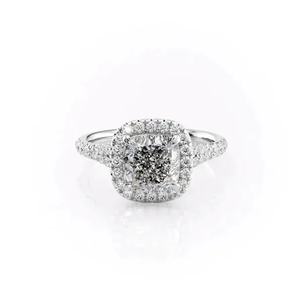 Cushion Halo Solitaire Double Row Pavé