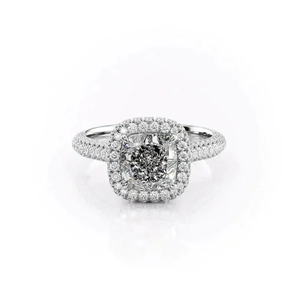 Cushion Halo Solitaire Micropavé