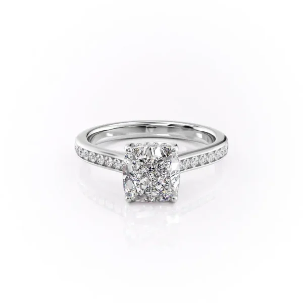 Cushion Solitaire Hidden Halo Channel Pavé Cathedral