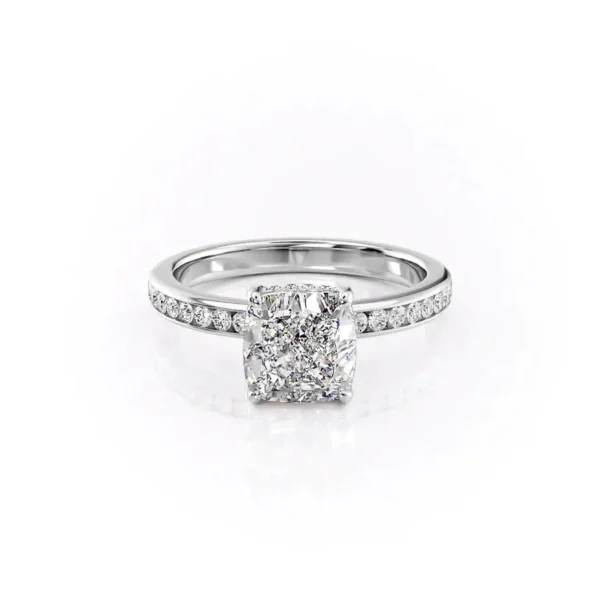 Cushion Solitaire Hidden Halo Channel Pavé Large