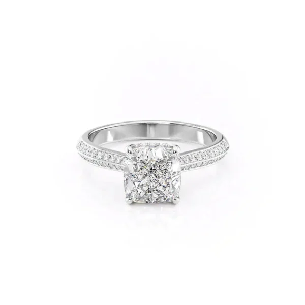 Cushion Solitaire Hidden Halo Double Row Pavé Channel