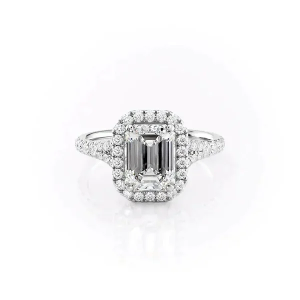 Emerald Halo Solitaire Micropavé