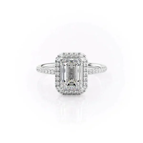 Emerald Halo Solitaire Single Row Pavé Small