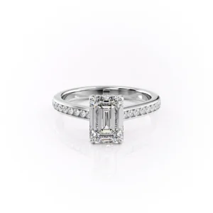 Emerald Solitaire Hidden Halo Channel Pavé Cathedral