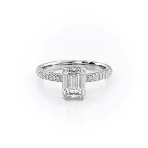 Emerald Solitaire Hidden Halo Micropavé