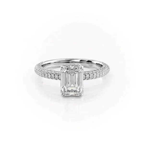 Emerald Solitaire Hidden Halo Micropavé