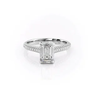 Emerald Solitaire Hidden Halo Micropavé Cathedral