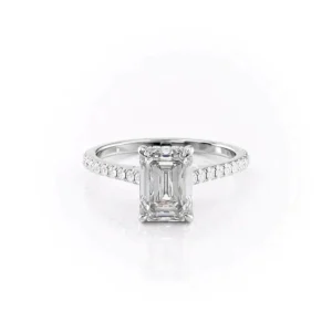 Emerald Solitaire Hidden Halo Pavé Cathedral