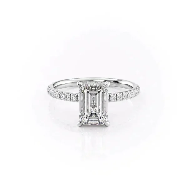 Emerald Solitaire Hidden Halo Pavé Large