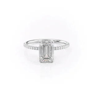 Emerald Solitaire Hidden Halo Pavé Small