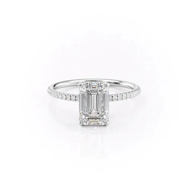 Emerald Solitaire Hidden Halo Pavé Small