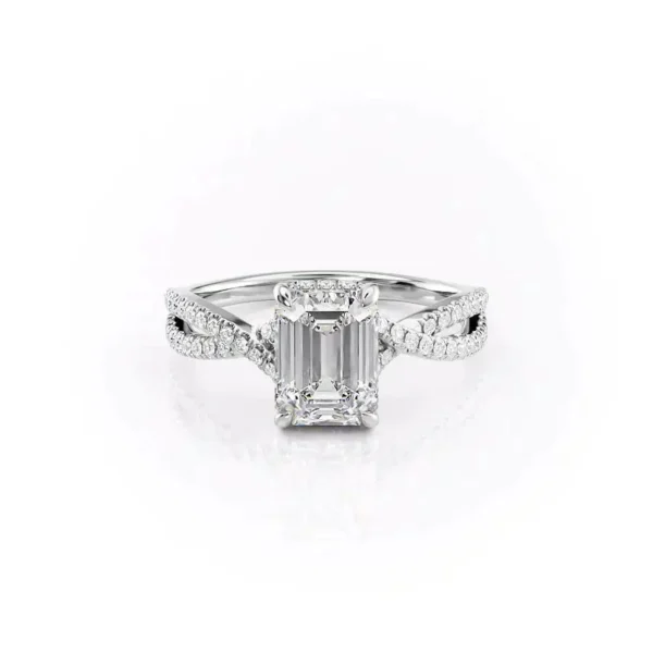 Emerald Solitaire Twisted Pavé