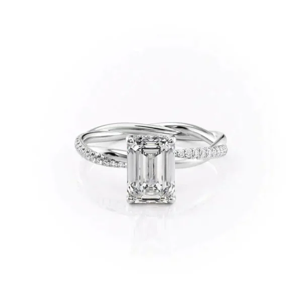 Emerald Solitaire Twisted Pavé Half
