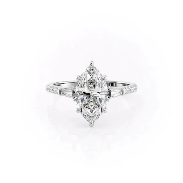 Marquise Three Stone Baguette Pavé