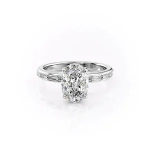 Oval Solitaire Hidden Halo Baguette Pavé Channel Large