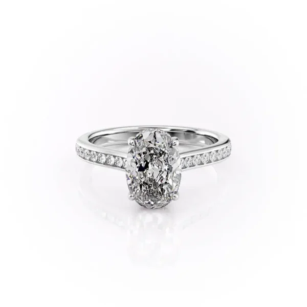 Oval Solitaire Hidden Halo Channel Pavé Cathedral
