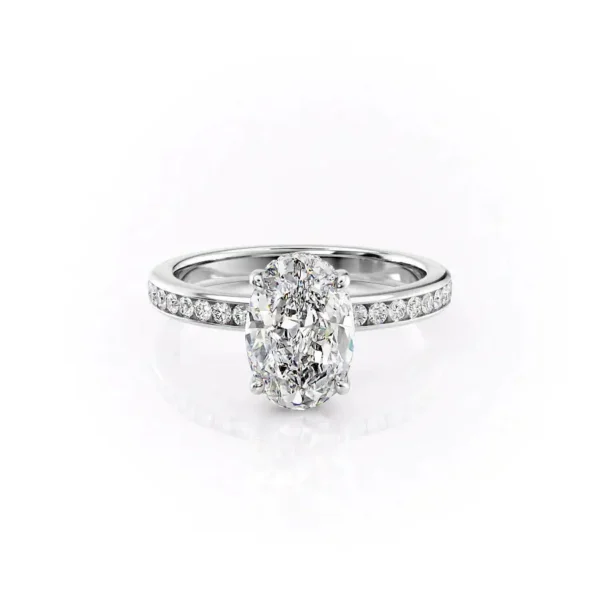 Oval Solitaire Hidden Halo Channel Pavé Large