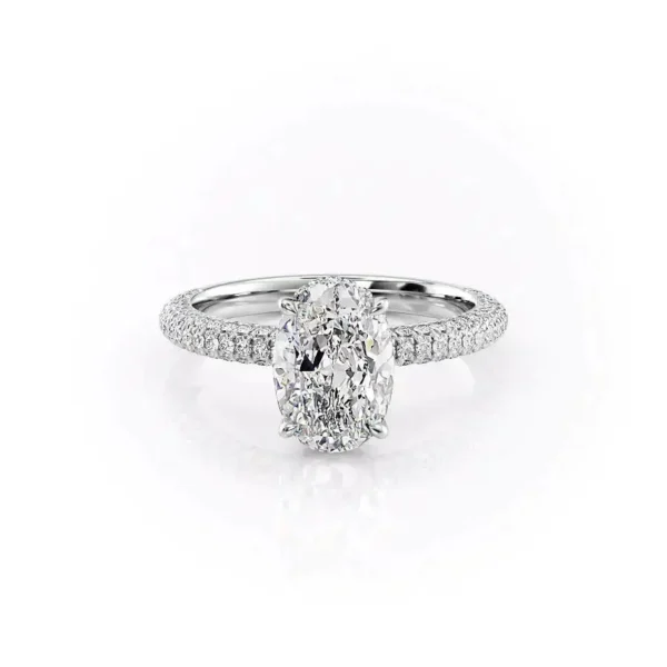 Oval Solitaire Hidden Halo Micropavé