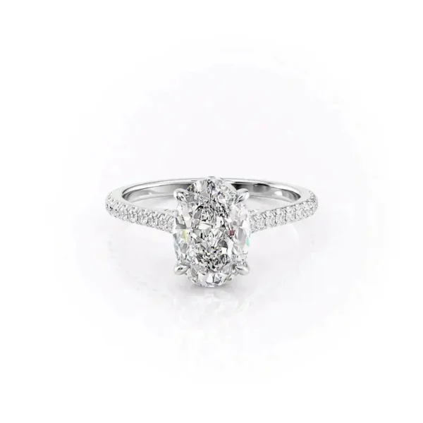 Oval Solitaire Pavé Cathedral