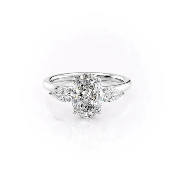 Oval Three Stone Pear Large