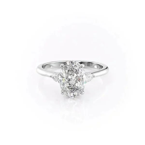 Oval Three Stone Pear Small