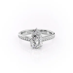 Pear Solitaire Hidden Halo Channel Pavé Cathedral