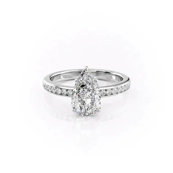 Pear Solitaire Hidden Halo Channel Pavé Large