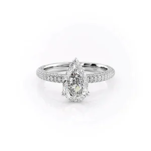 Pear Solitaire Hidden Halo Micropavé