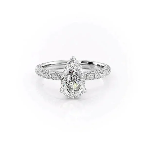 Pear Solitaire Hidden Halo Micropavé