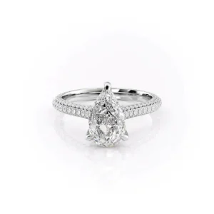 Pear Solitaire Hidden Halo Micropavé Cathedral