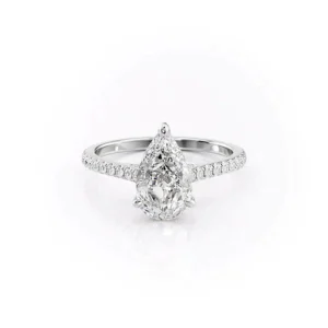 Pear Solitaire Hidden Halo Pavé Medium