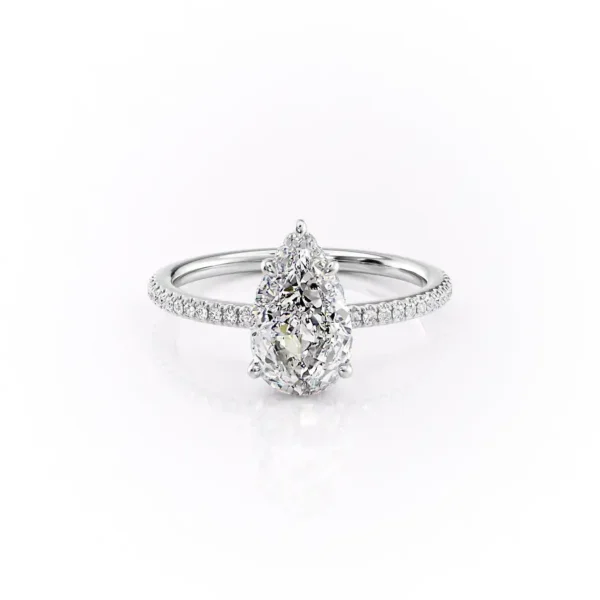 Pear Solitaire Hidden Halo Pavé Small