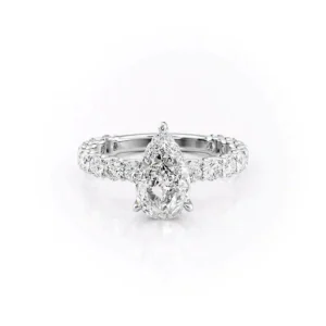 Pear Solitaire Hidden Halo Pavé X-Large