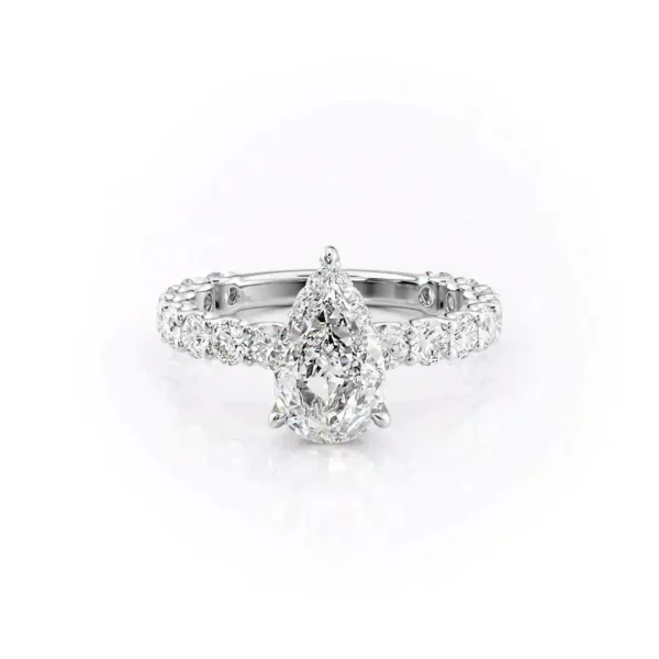Pear Solitaire Hidden Halo Pavé X-Large