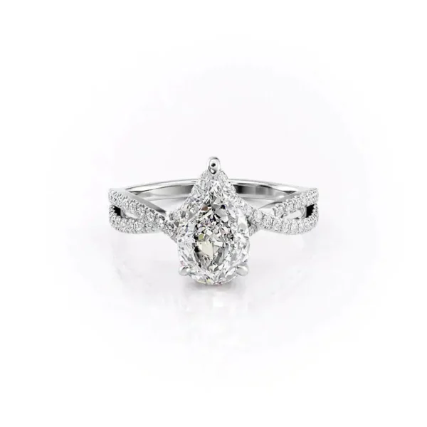 Pear Solitaire Twisted Pavé