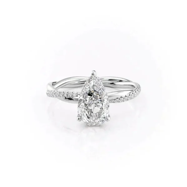 Pear Solitaire Twisted Pavé Half
