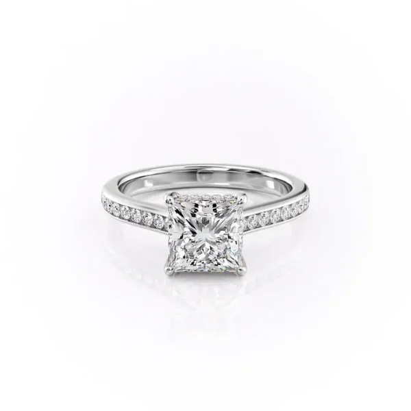Princess Solitaire Hidden Halo Channel Pavé Cathedral