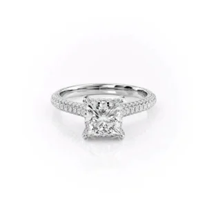 Princess Solitaire Hidden Halo Micropavé Cathedral