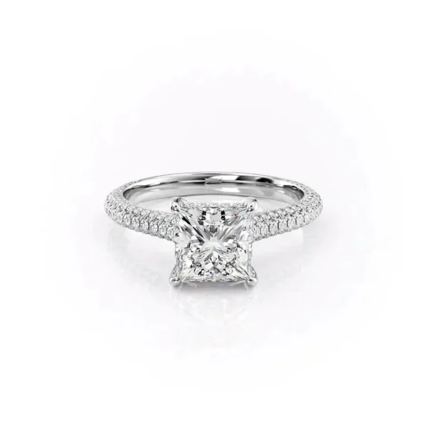 Princess Solitaire Hidden Halo Micropavé Cathedral