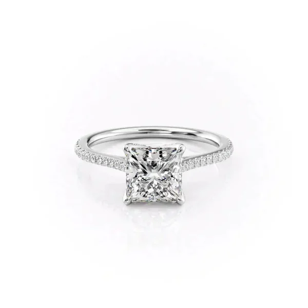 Princess Solitaire Pavé Prongs Cathedral