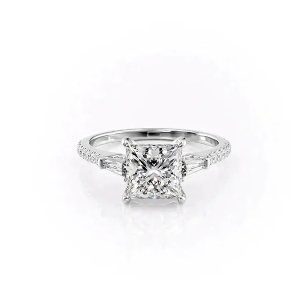 Princess Three Stone Baguette Pavé