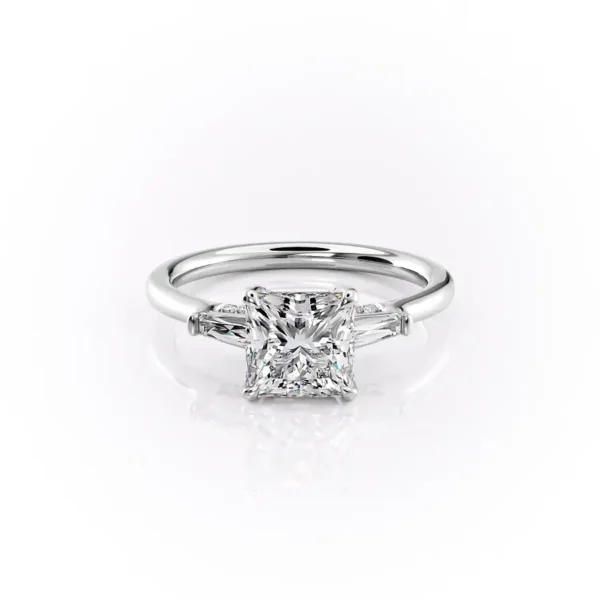Princess Three Stone Baguette Pavé Prongs