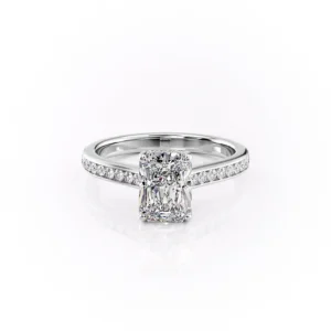 Radiant Solitaire Hidden Halo Channel Pavé Cathedral