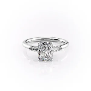 Radiant Three Stone Baguette Pavé Prongs