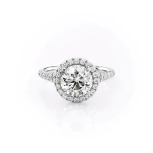 Round Halo Solitaire Double Row Pavé