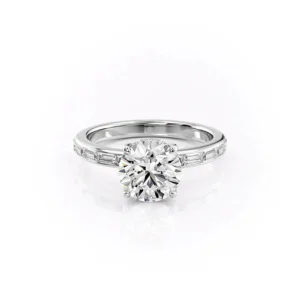 Round Solitaire Hidden Halo Baguette Pavé Channel Large