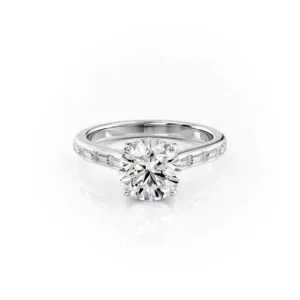Round Solitaire Hidden Halo Baguette Pavé Channel Small