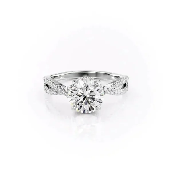 Round Solitaire Twisted Pavé