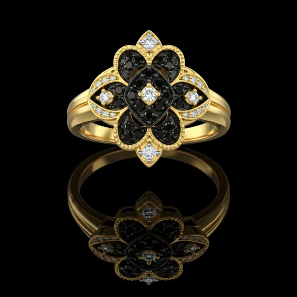 Black And White Diamond Floreale Ring Nº12