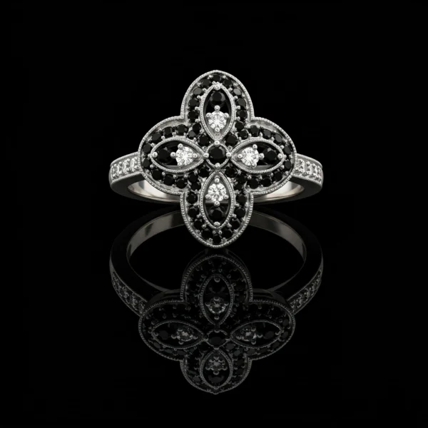 Black And White Diamond Floreale Ring Nº6